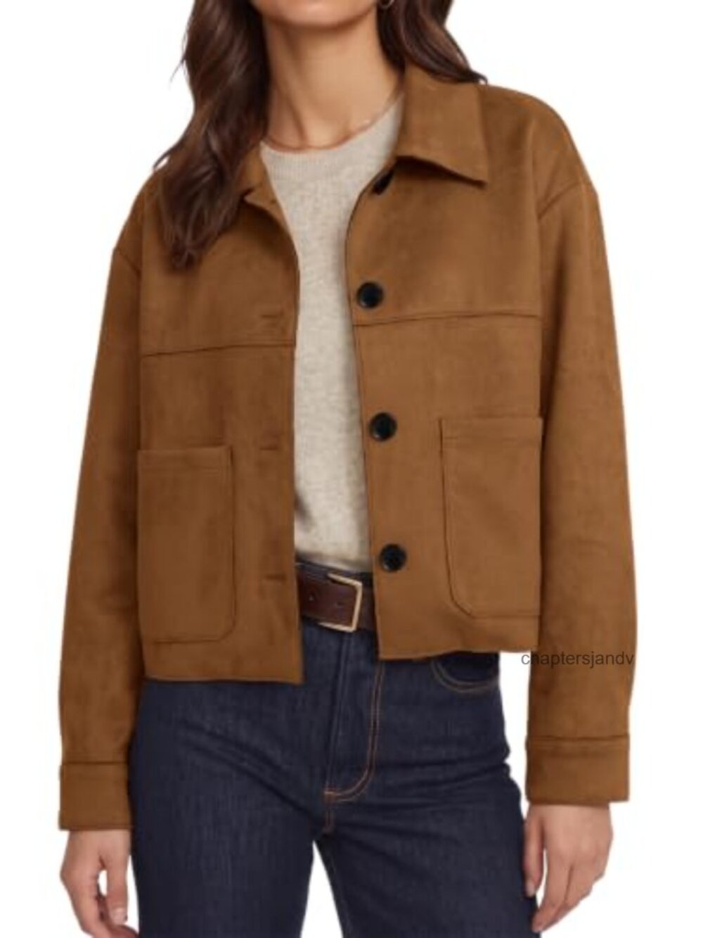 Faux Suede Cropped Bomber Jacket Lightweight Casual Coat